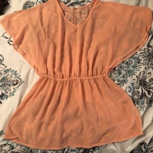 Butterfly Sheer Blouse with Cinched Waist